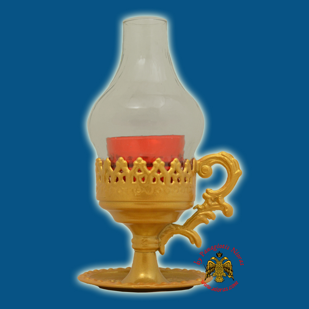Orthodox Oil Candle with Glass Lamp Gold Plated 22x13cm